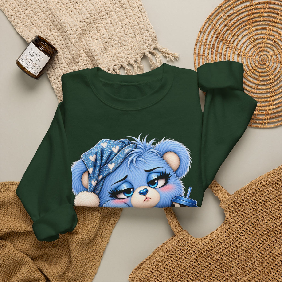 MooStache Sassy Bear Sweatshirt | Too Tired for This Sh*t Bear