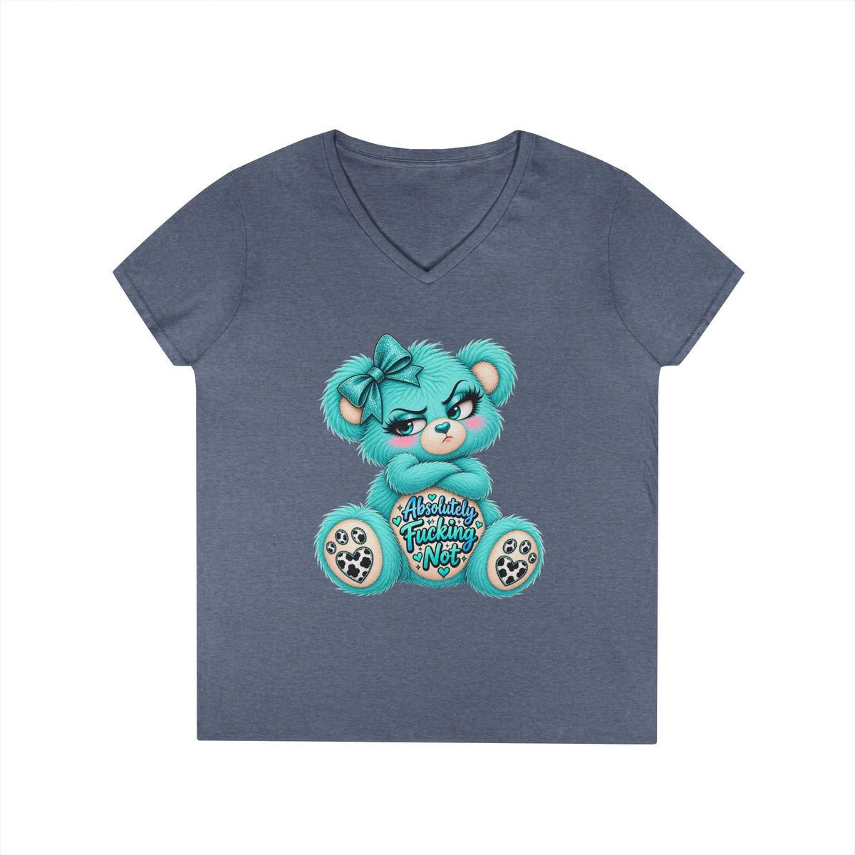 MooStache Sassy Bear Ladies' V-Neck Tee | Absolutely Not Bear