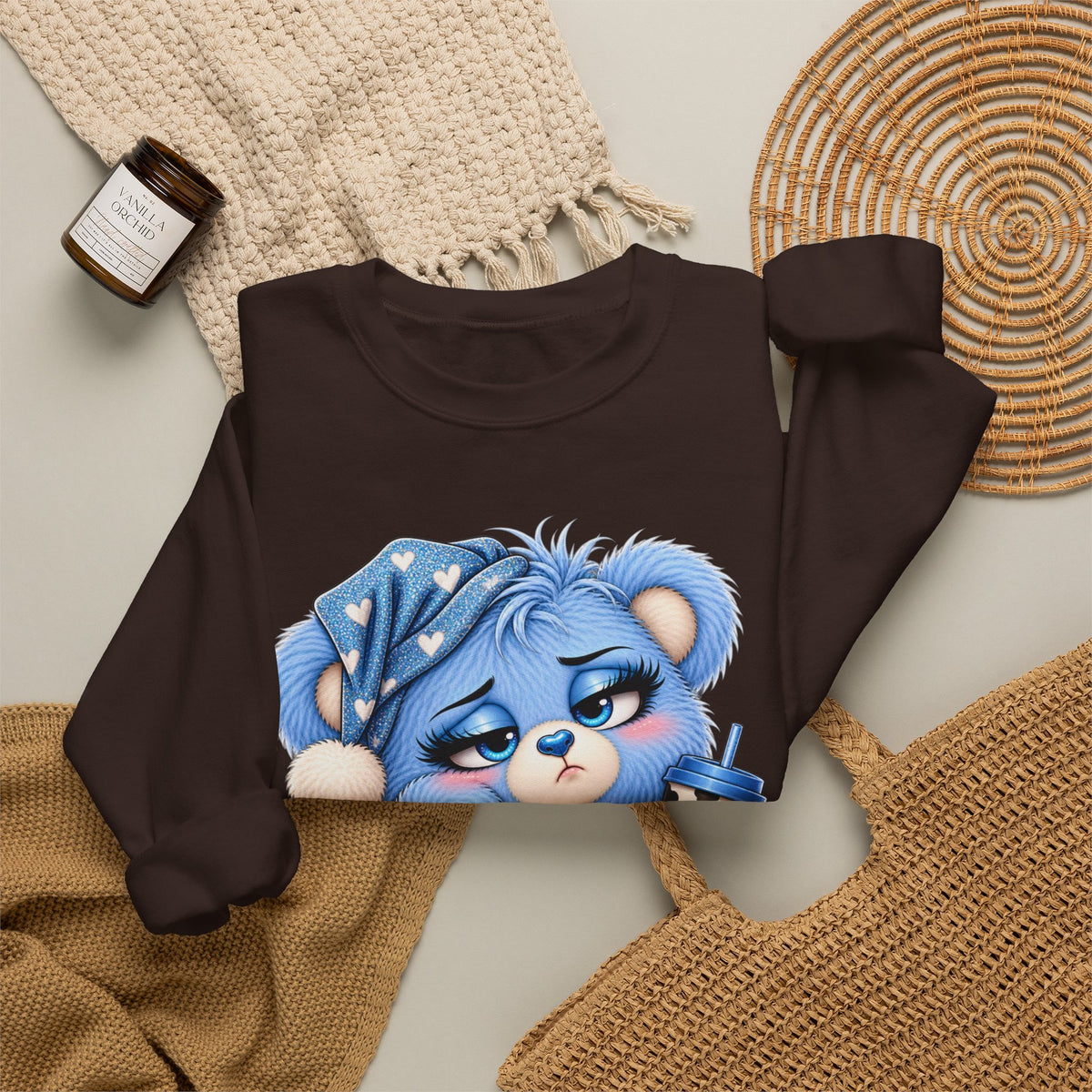 MooStache Sassy Bear Sweatshirt | Too Tired for This Sh*t Bear