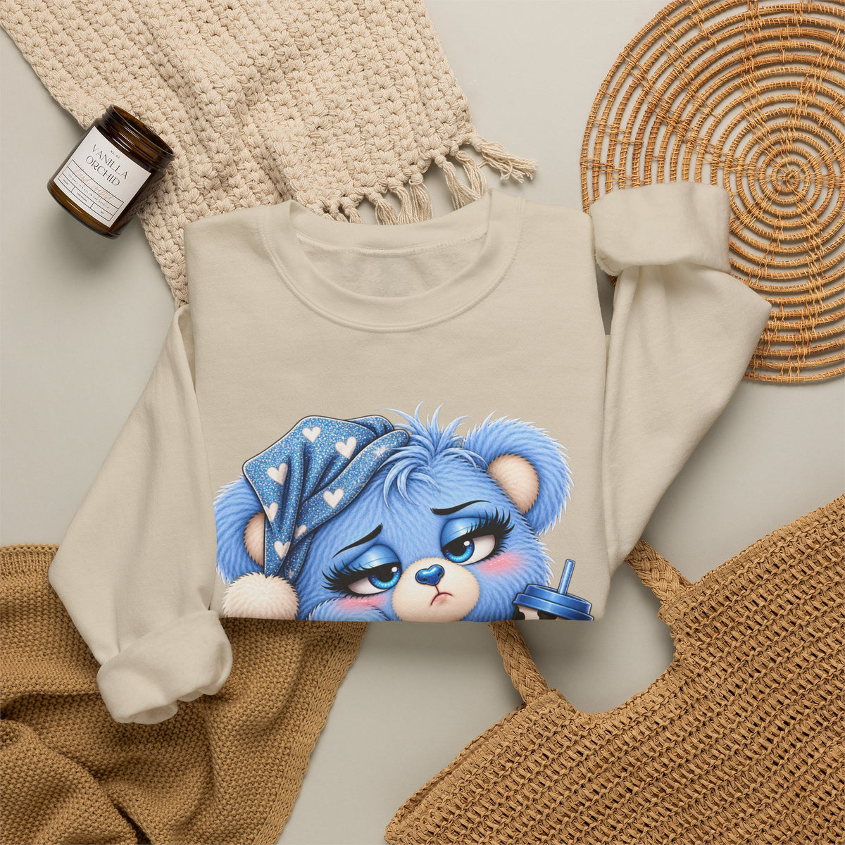 MooStache Sassy Bear Sweatshirt | Too Tired for This Sh*t Bear