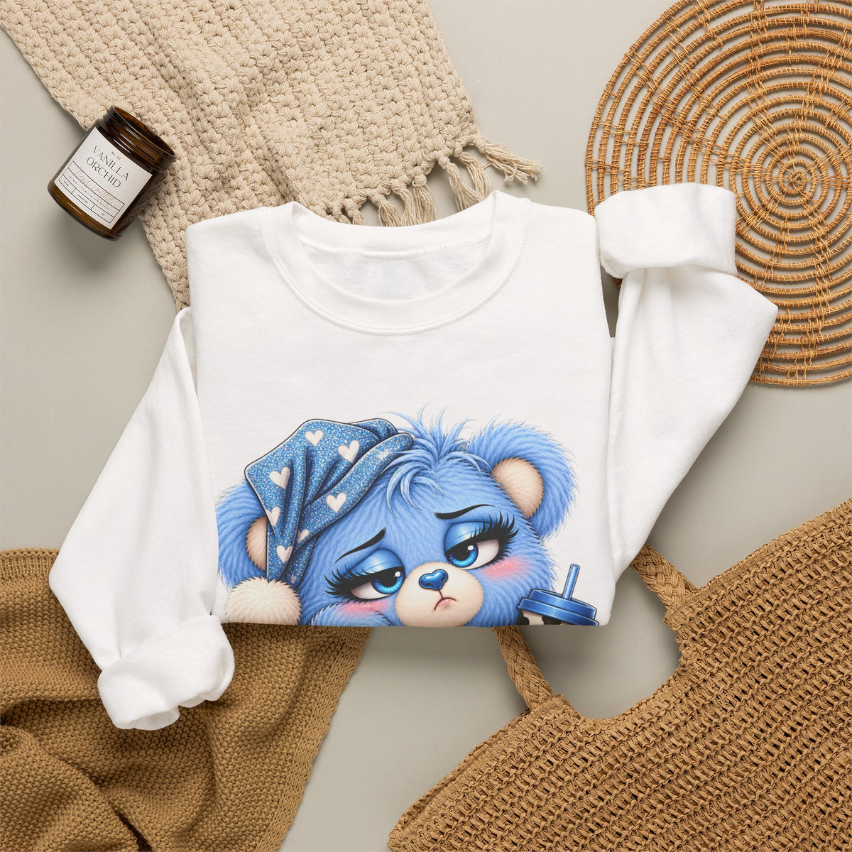 MooStache Sassy Bear Sweatshirt | Too Tired for This Sh*t Bear