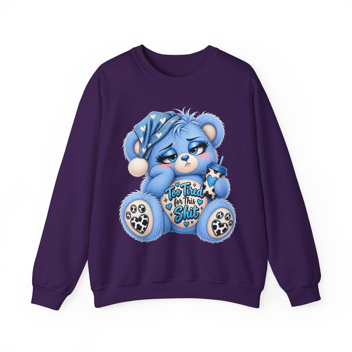 MooStache Sassy Bear Sweatshirt | Too Tired for This Sh*t Bear