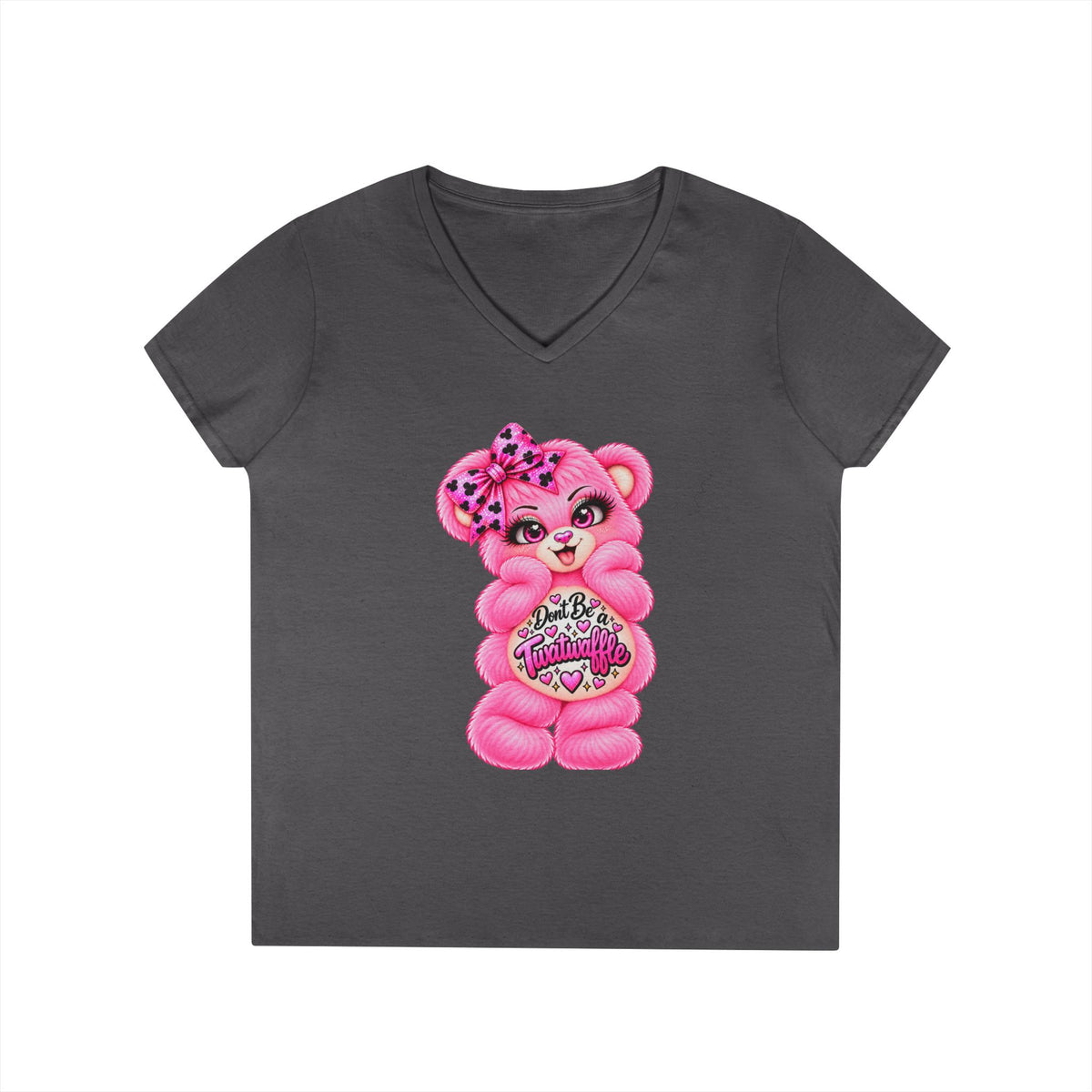 MooStache Sassy Bear Ladies' V-Neck Tee | Twatwaffle Bear