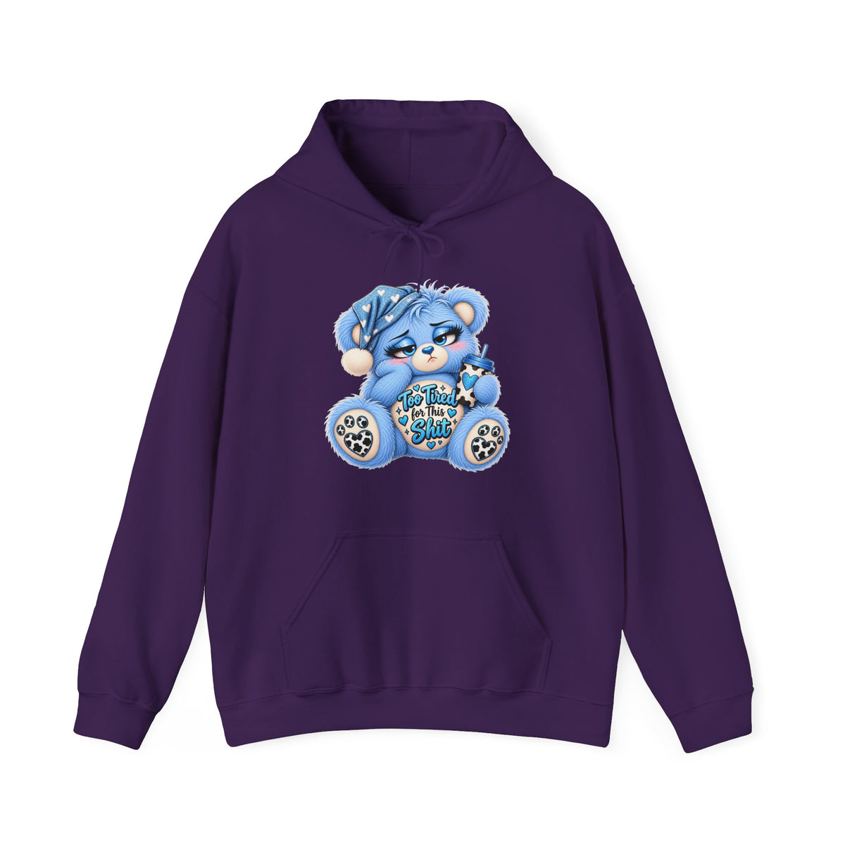 MooStache Sassy Bear Unisex Hoodie | Too Tired Bear