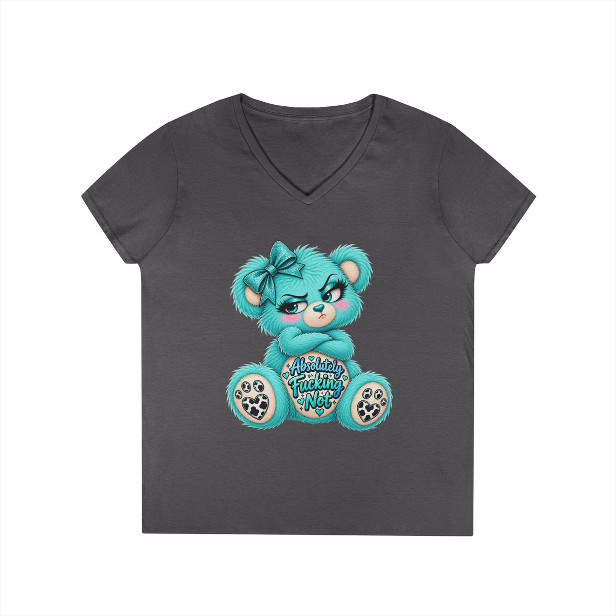 MooStache Sassy Bear Ladies' V-Neck Tee | Absolutely Not Bear
