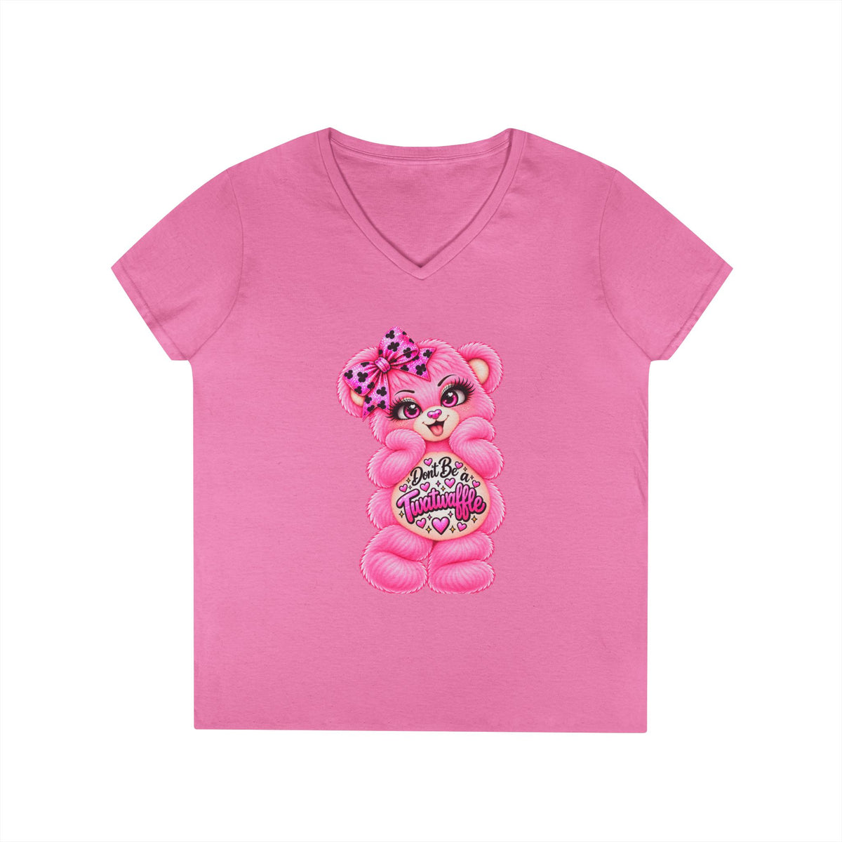 MooStache Sassy Bear Ladies' V-Neck Tee | Twatwaffle Bear