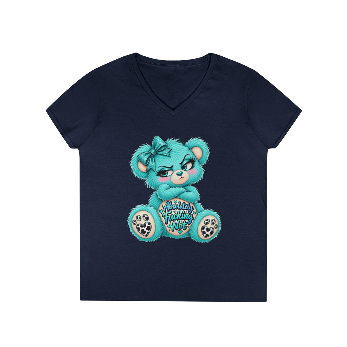 MooStache Sassy Bear Ladies' V-Neck Tee | Absolutely Not Bear