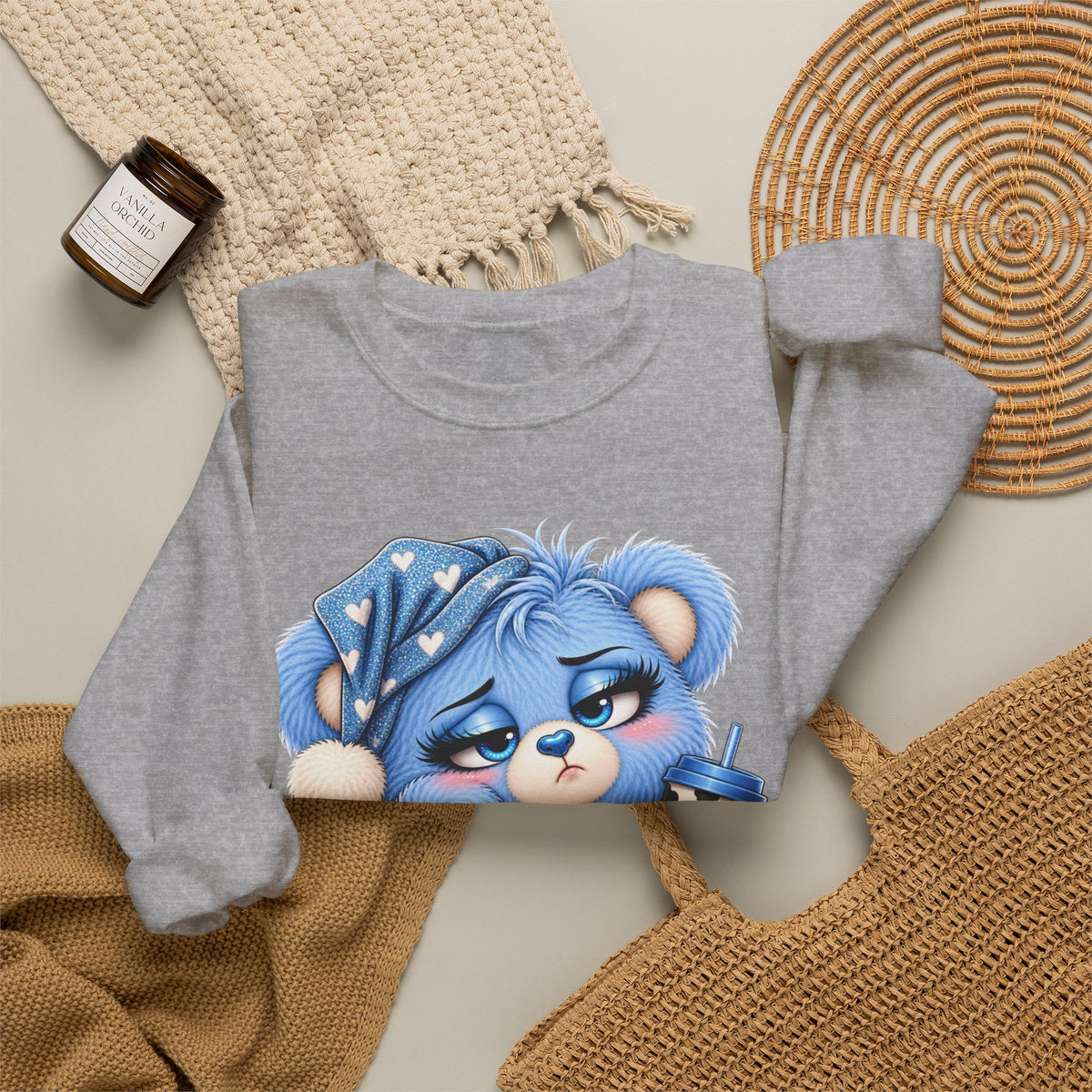 MooStache Sassy Bear Sweatshirt | Too Tired for This Sh*t Bear