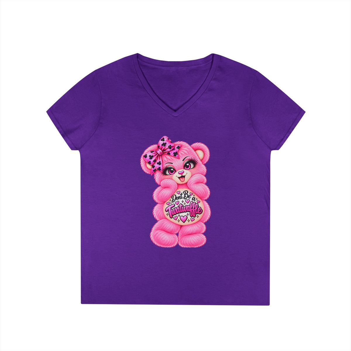 MooStache Sassy Bear Ladies' V-Neck Tee | Twatwaffle Bear