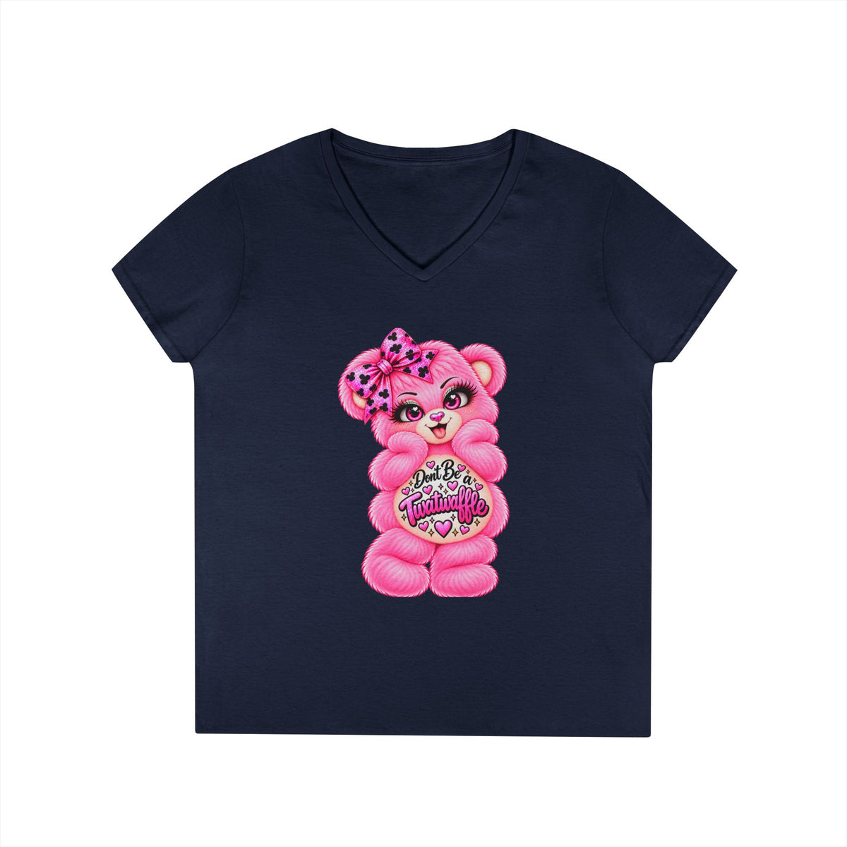 MooStache Sassy Bear Ladies' V-Neck Tee | Twatwaffle Bear