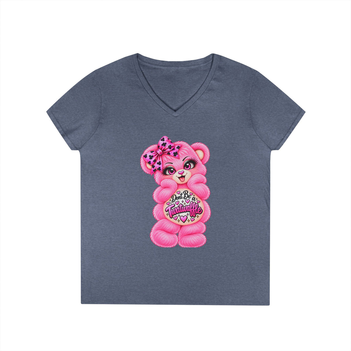 MooStache Sassy Bear Ladies' V-Neck Tee | Twatwaffle Bear