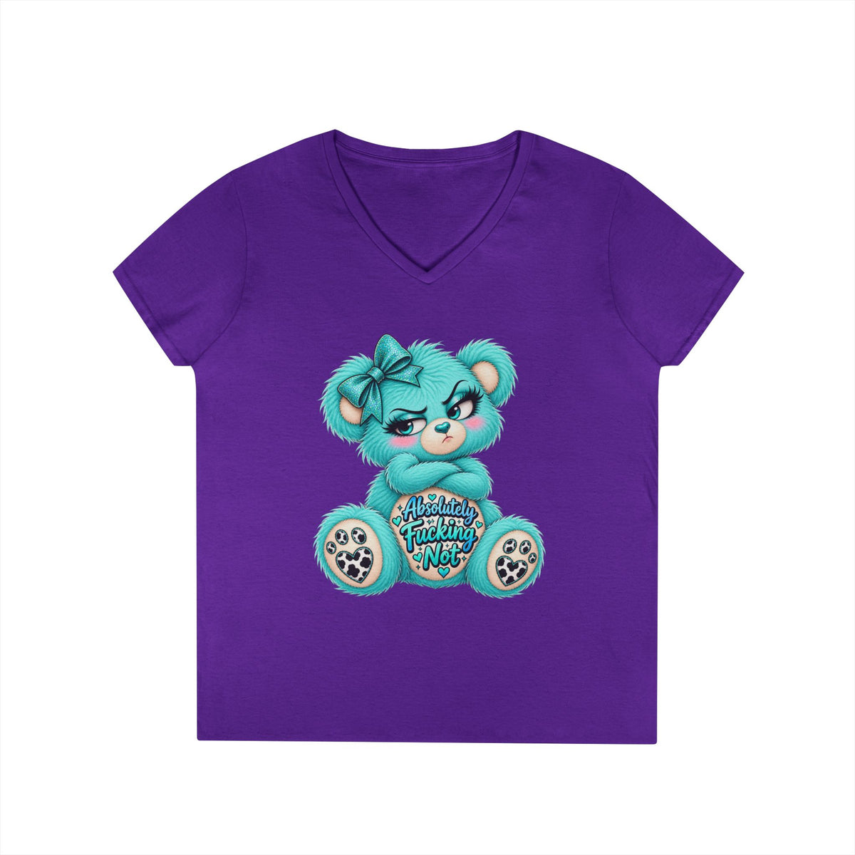 MooStache Sassy Bear Ladies' V-Neck Tee | Absolutely Not Bear
