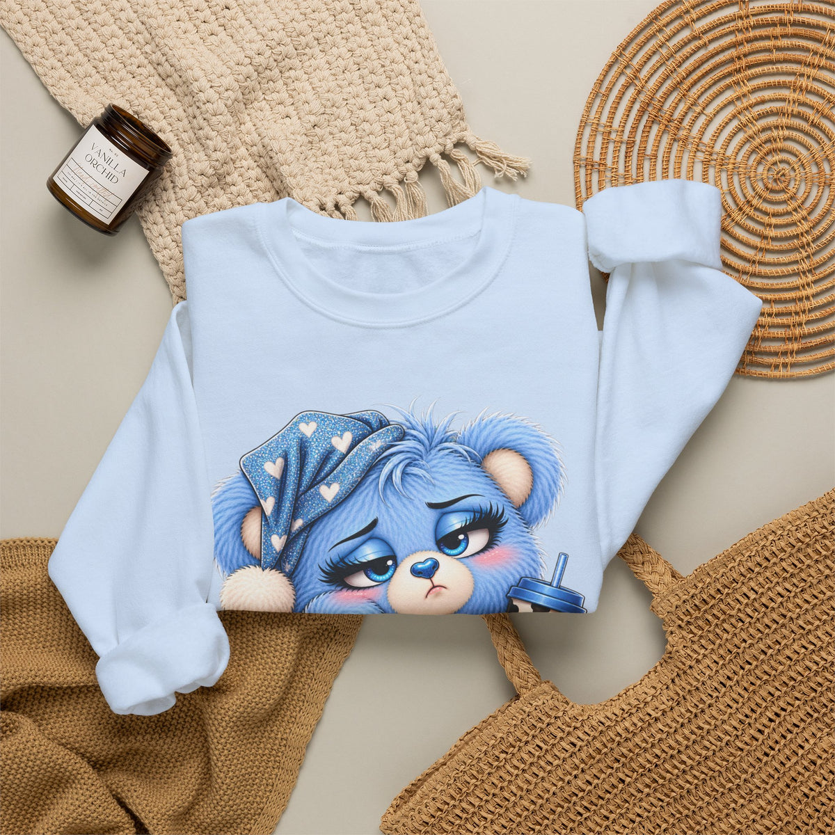 MooStache Sassy Bear Sweatshirt | Too Tired for This Sh*t Bear