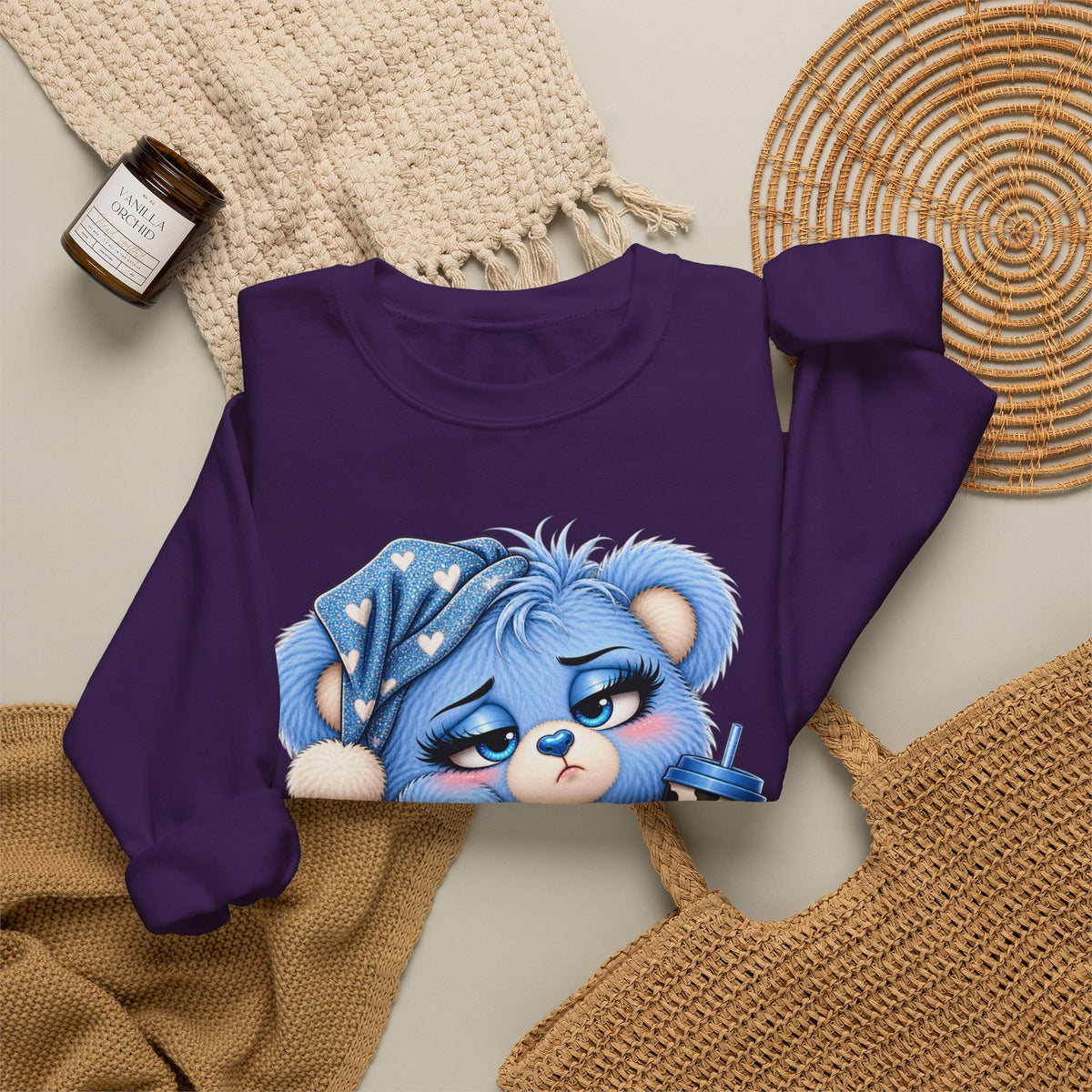 MooStache Sassy Bear Sweatshirt | Too Tired for This Sh*t Bear