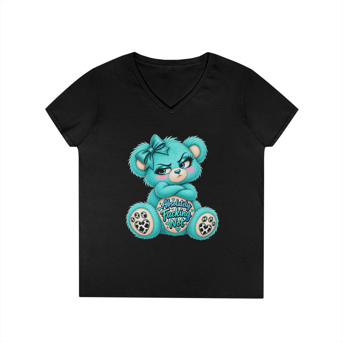 MooStache Sassy Bear Ladies' V-Neck Tee | Absolutely Not Bear
