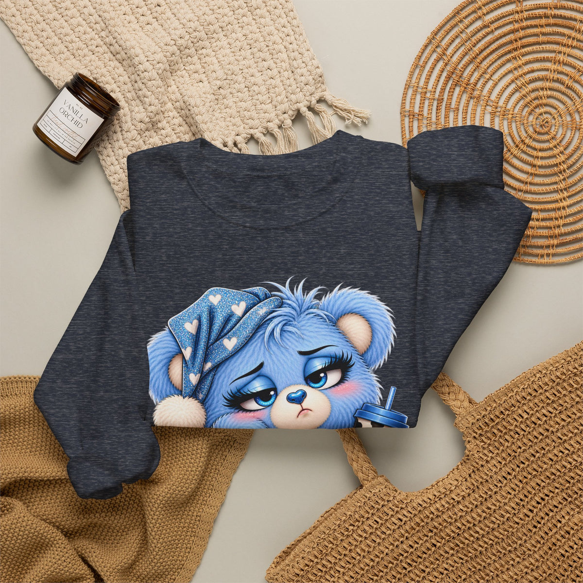 MooStache Sassy Bear Sweatshirt | Too Tired for This Sh*t Bear