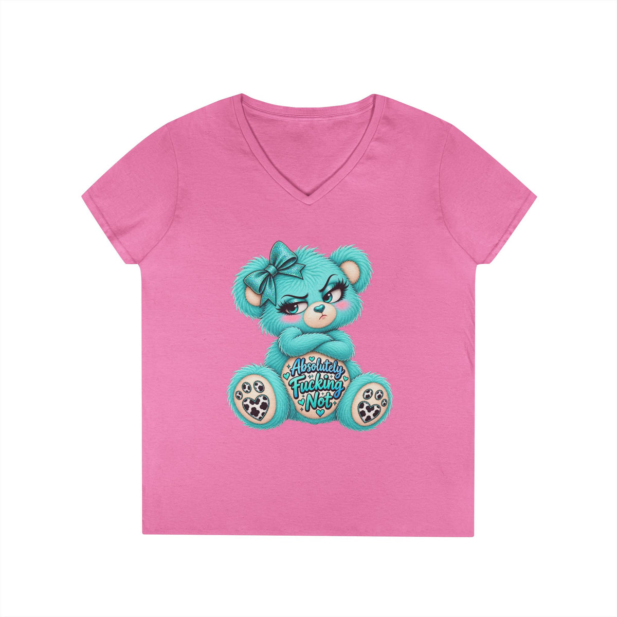 MooStache Sassy Bear Ladies' V-Neck Tee | Absolutely Not Bear