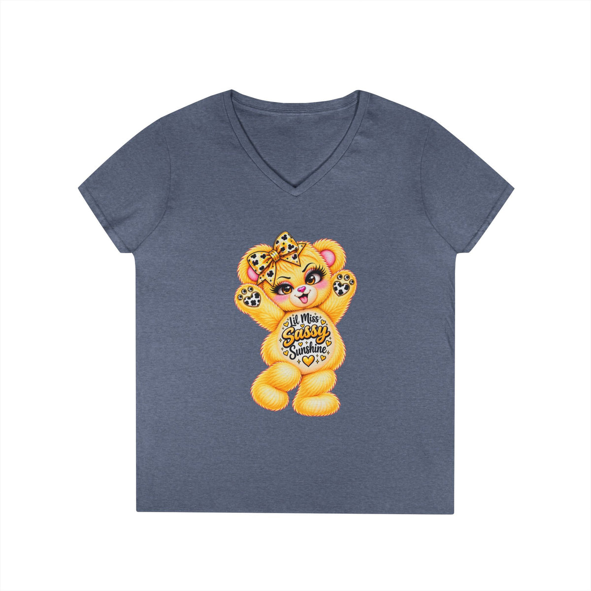 MooStache Sassy Bear Ladies' V-Neck Tee | Lil Miss Bear