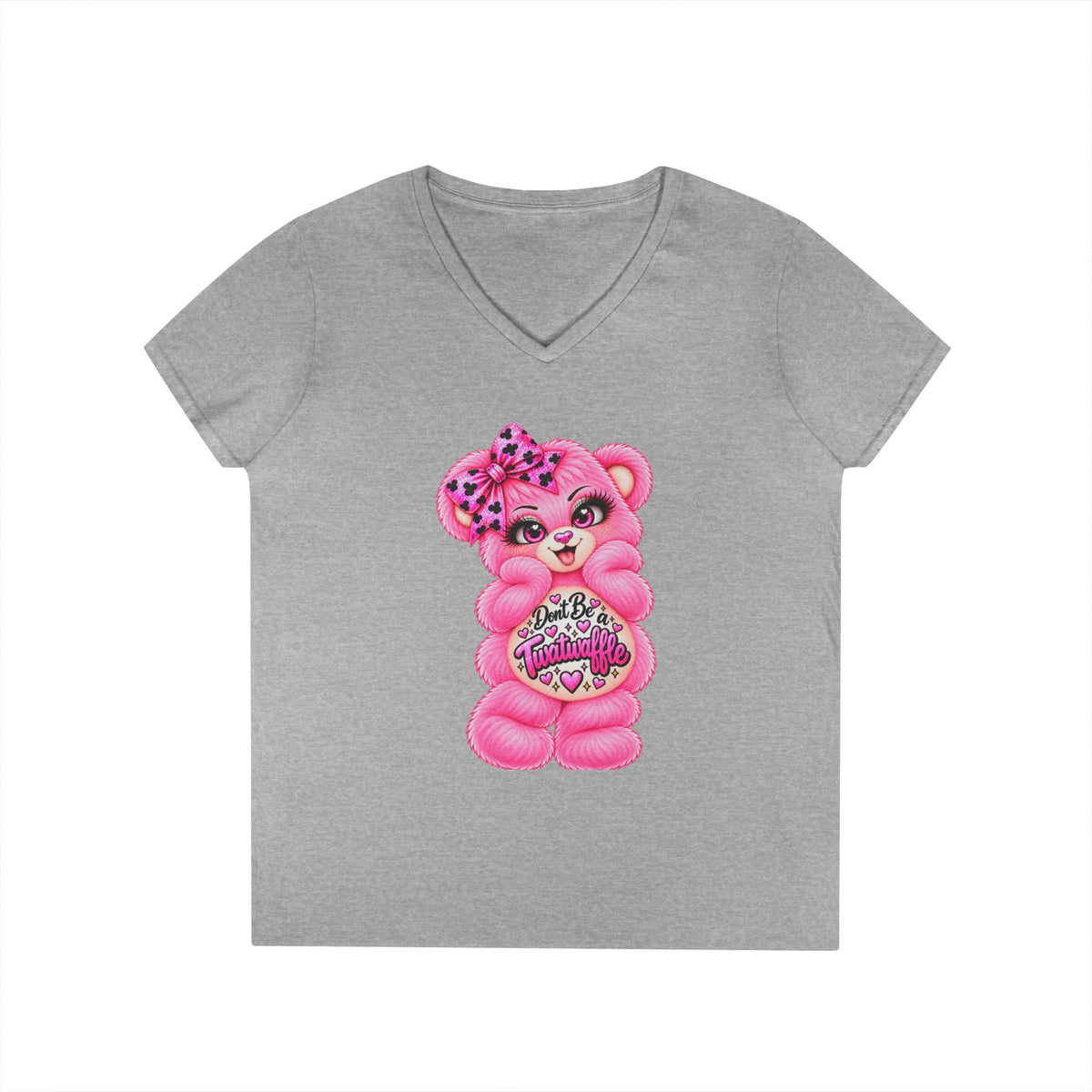 MooStache Sassy Bear Ladies' V-Neck Tee | Twatwaffle Bear