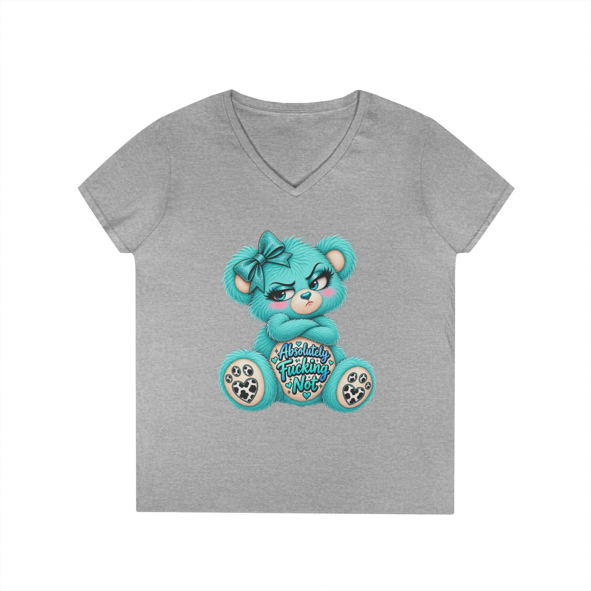MooStache Sassy Bear Ladies' V-Neck Tee | Absolutely Not Bear