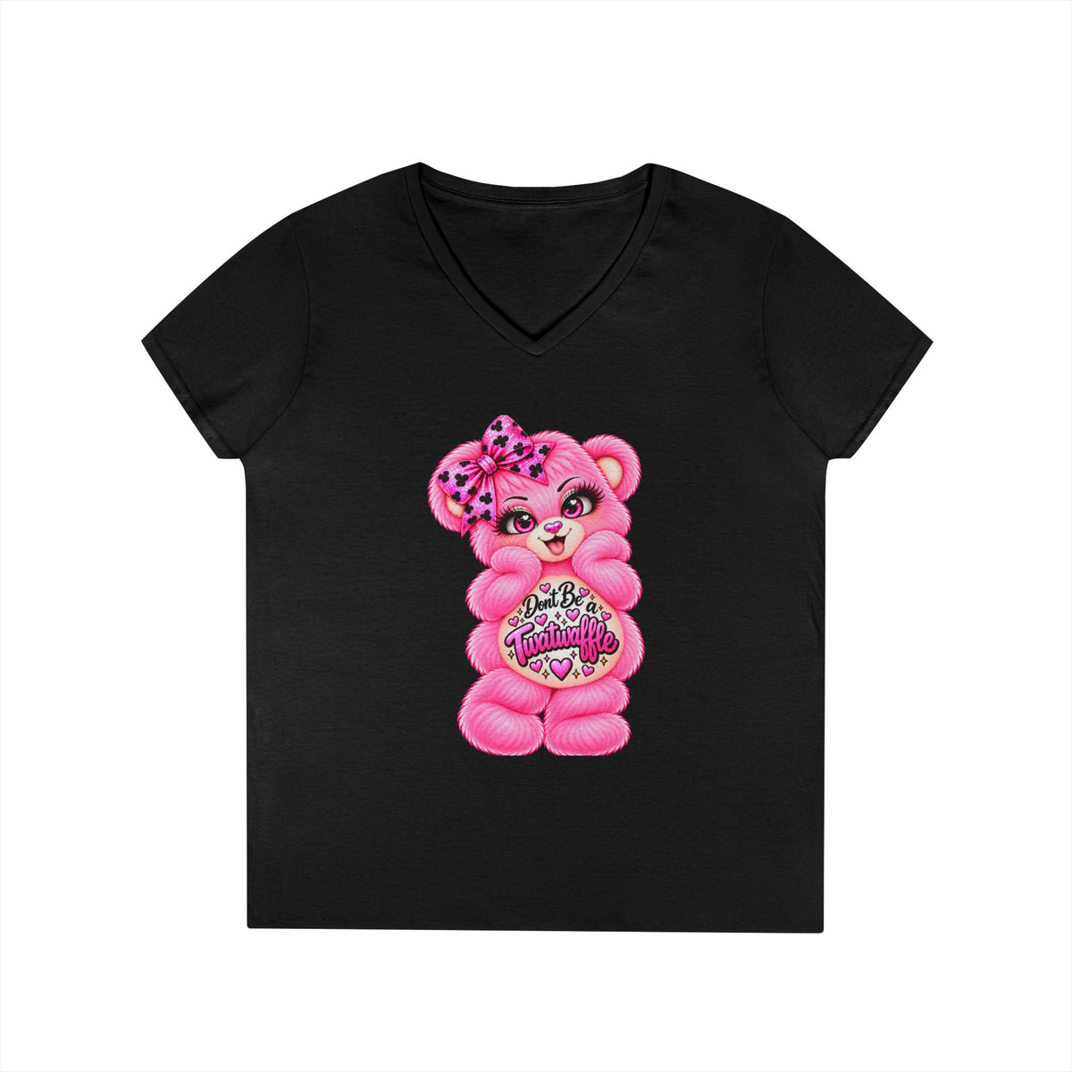 MooStache Sassy Bear Ladies' V-Neck Tee | Twatwaffle Bear