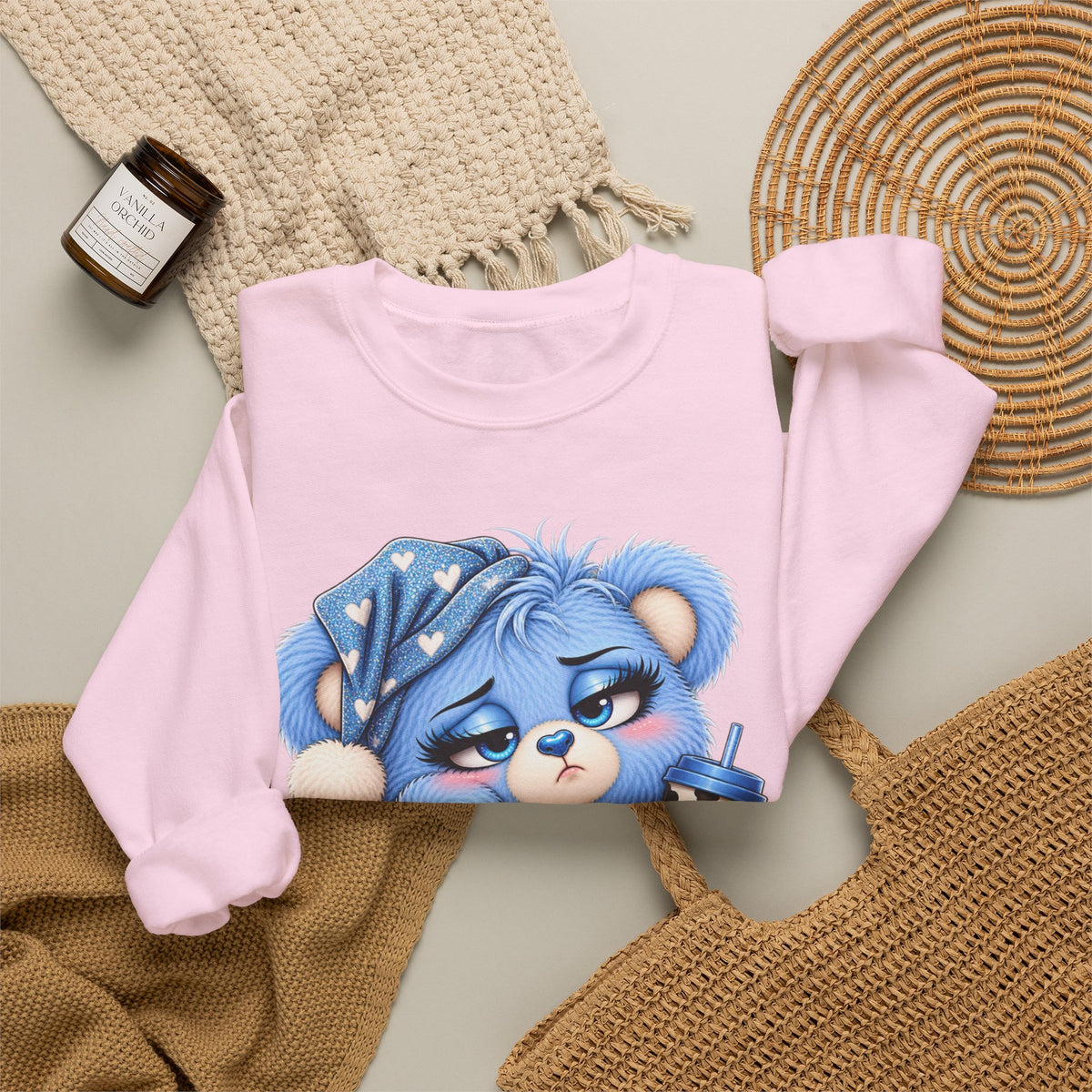 MooStache Sassy Bear Sweatshirt | Too Tired for This Sh*t Bear