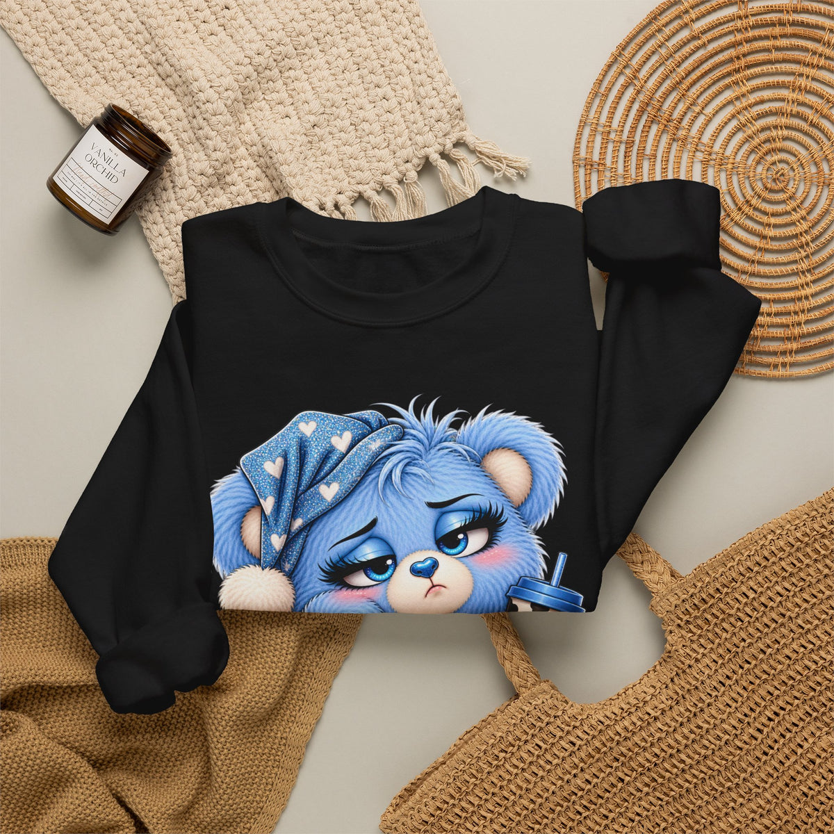 MooStache Sassy Bear Sweatshirt | Too Tired for This Sh*t Bear
